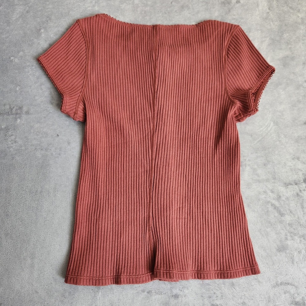 New Free People Intimately Ribbed Button-Front TopRust Terra Cotta S Small - Picture 9 of 9